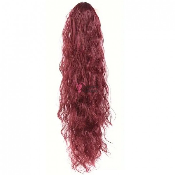 Extensie de par coada tip Mesa ondulata cu elastic de  50 cm Burgundy (Visiniu) FMW02699J